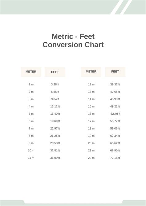 feet metri converter